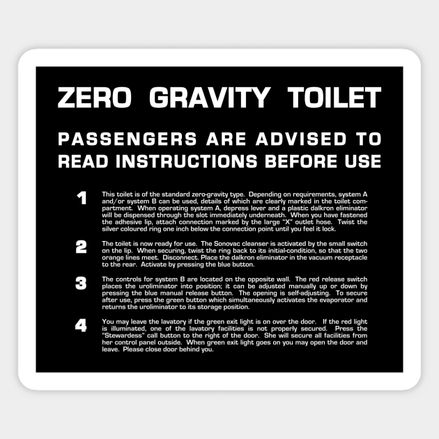 Zero Gravity Toilet (white text) Magnet by Dalekboy